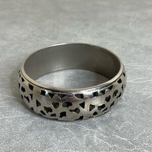 Silver Cutout/Filagree Wide Cuff Bangle Bracelet